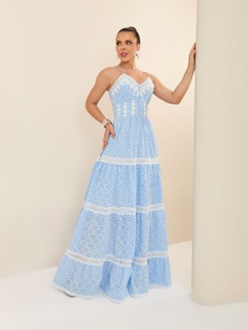 VESTIDO LONGO EM LESIE AZUL