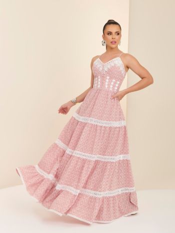 VESTIDO LONGO EM LESIE ROSA